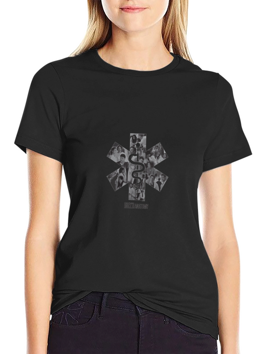 Greys Anatomy Black T-Shirt with Caduceus Graphic