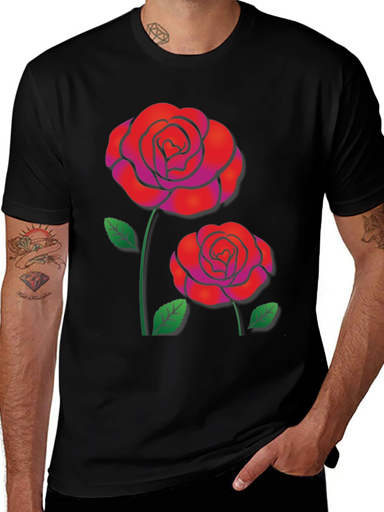 Rose Graphic Black T-Shirt