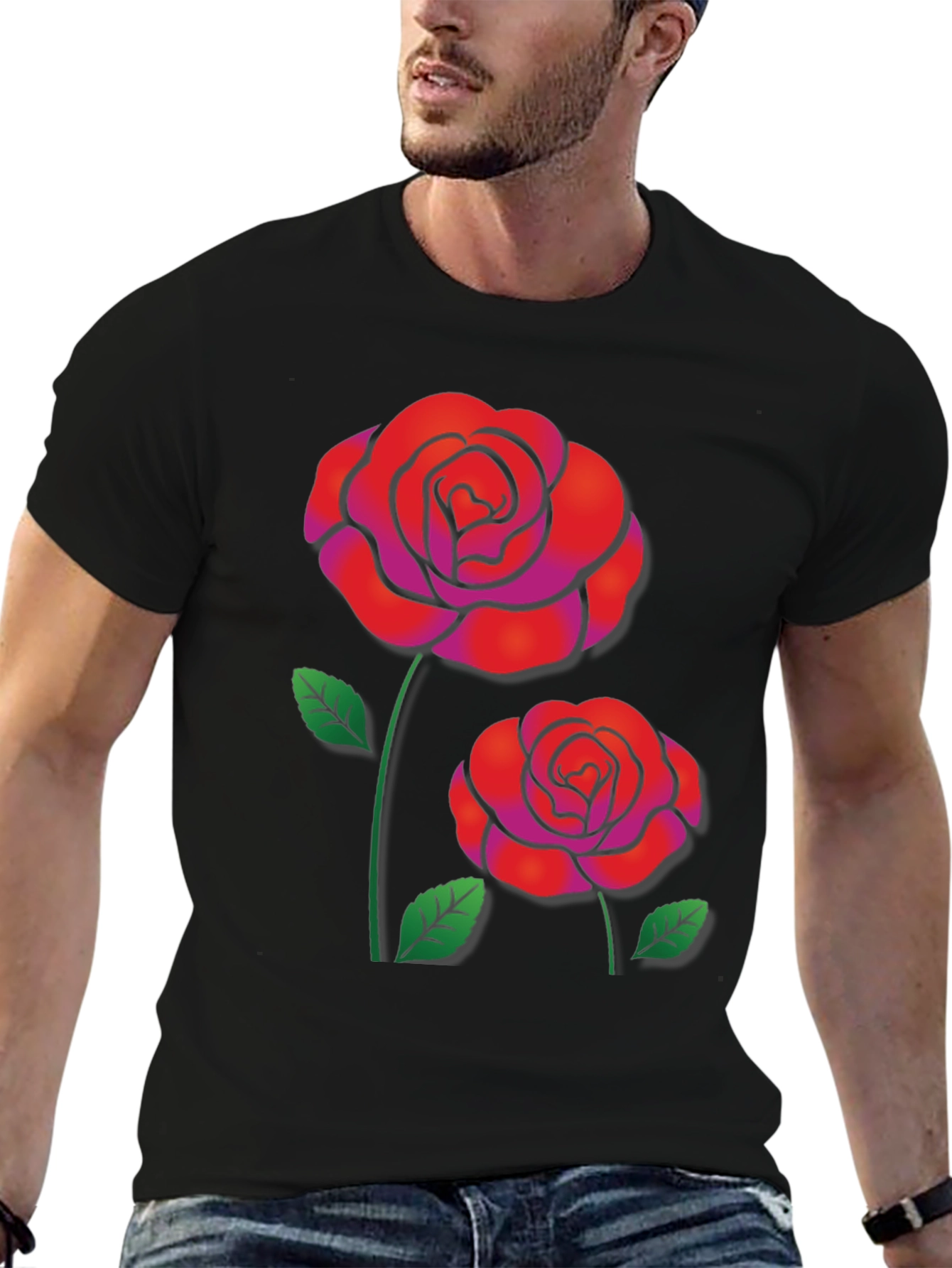 Rose Graphic Black T-Shirt