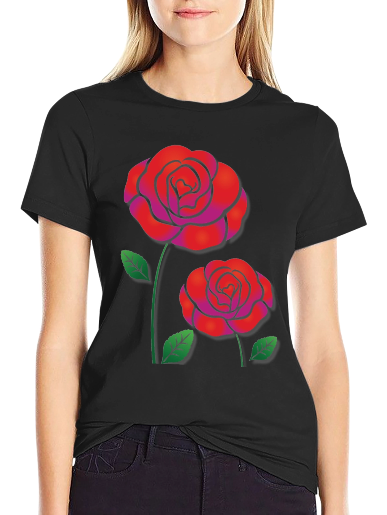 Rose Graphic Black T-Shirt