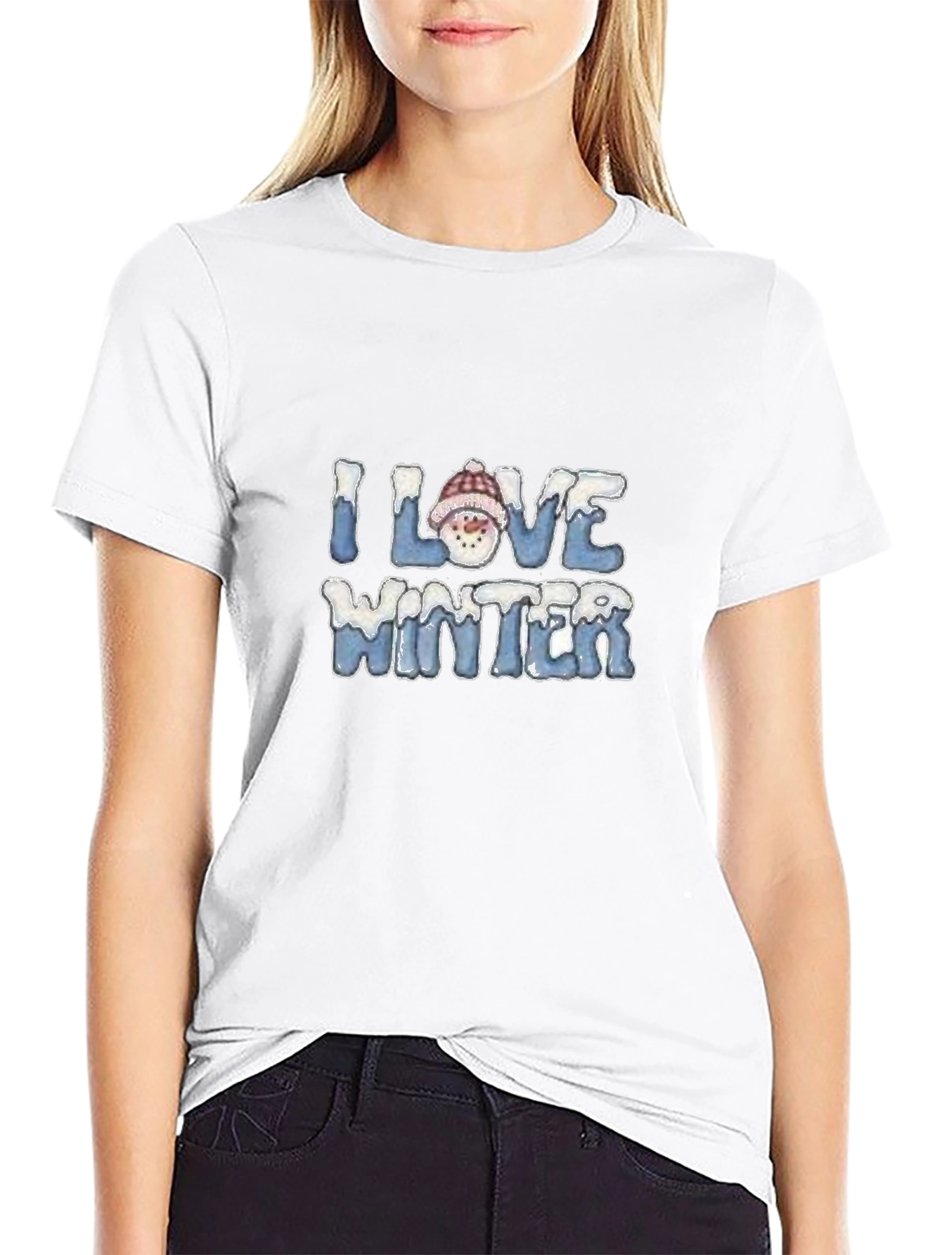 I Love Winter Snowman Graphic T-Shirt