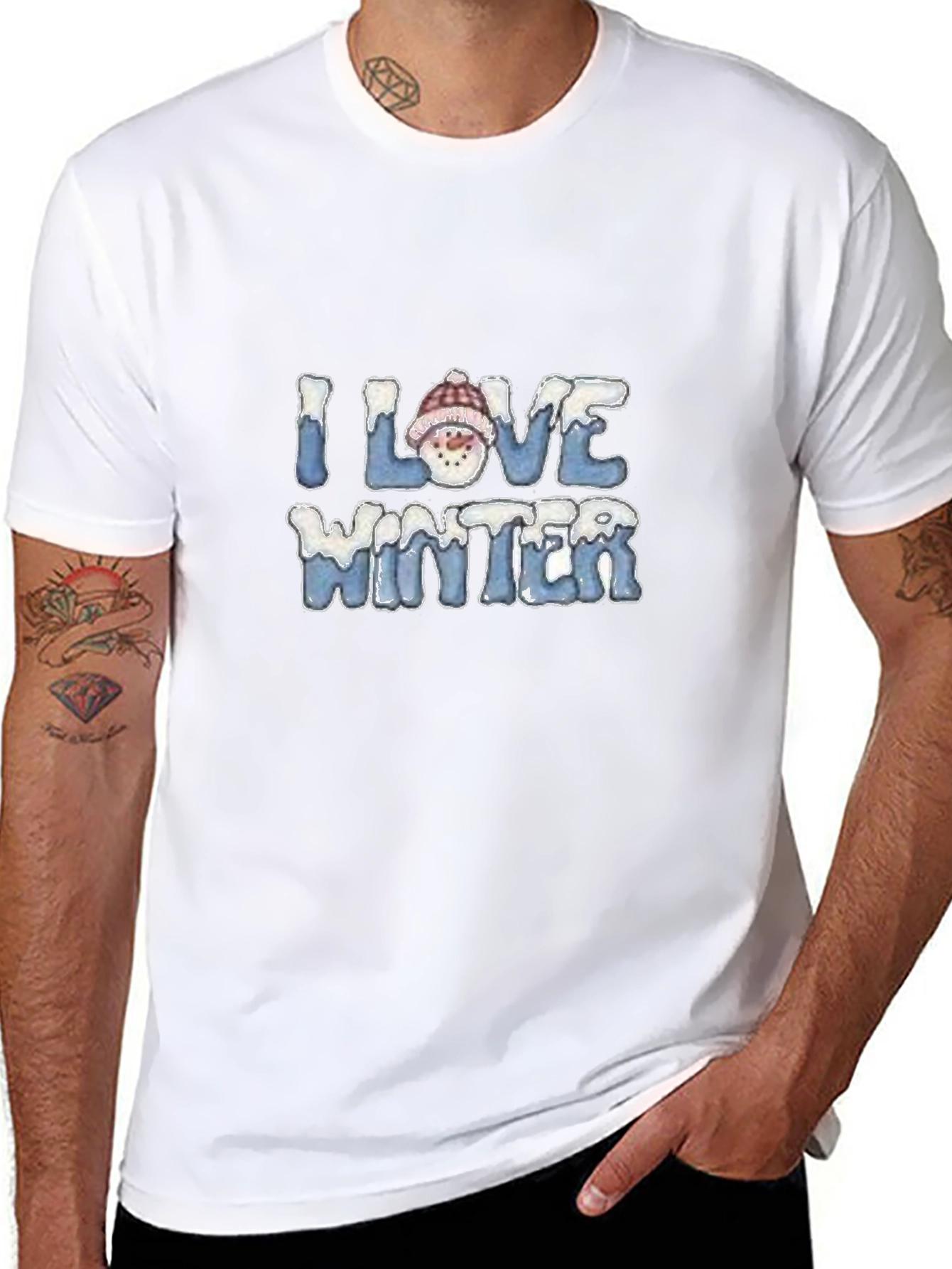 I Love Winter Snowman Graphic T-Shirt