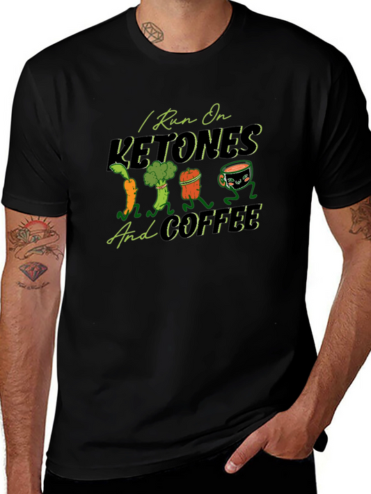 Keto Diet Coffee T-Shirt: I Run On Ketones Funny Graphic Tee