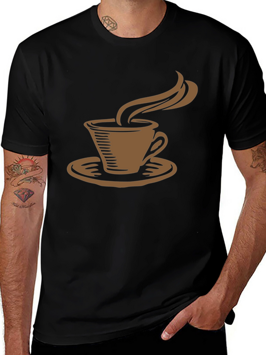 Coffee Cup Graphic Tee - Black Short Sleeve Shirt