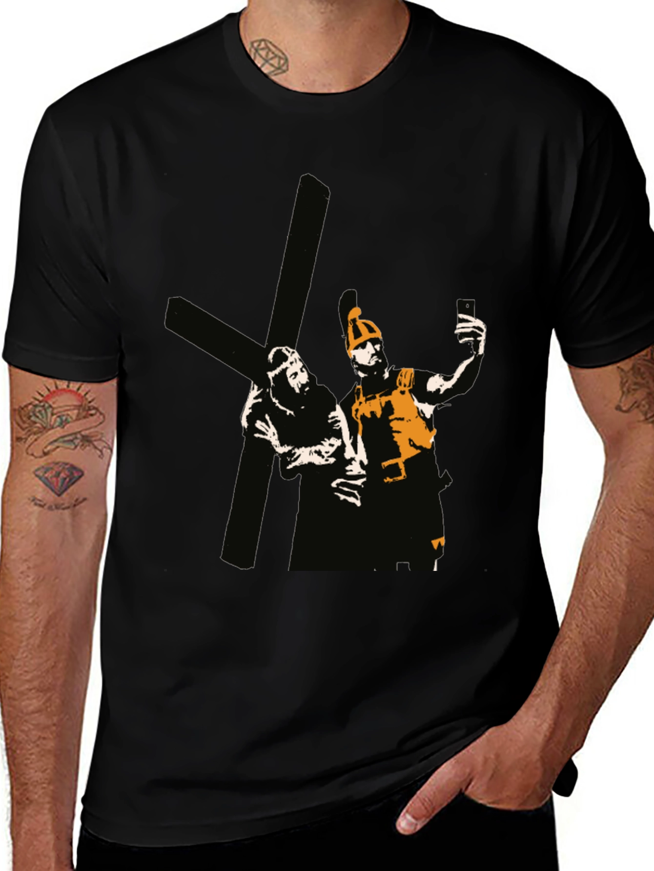 Humorous Religious Graphic Tee - Crucifixion Selfie