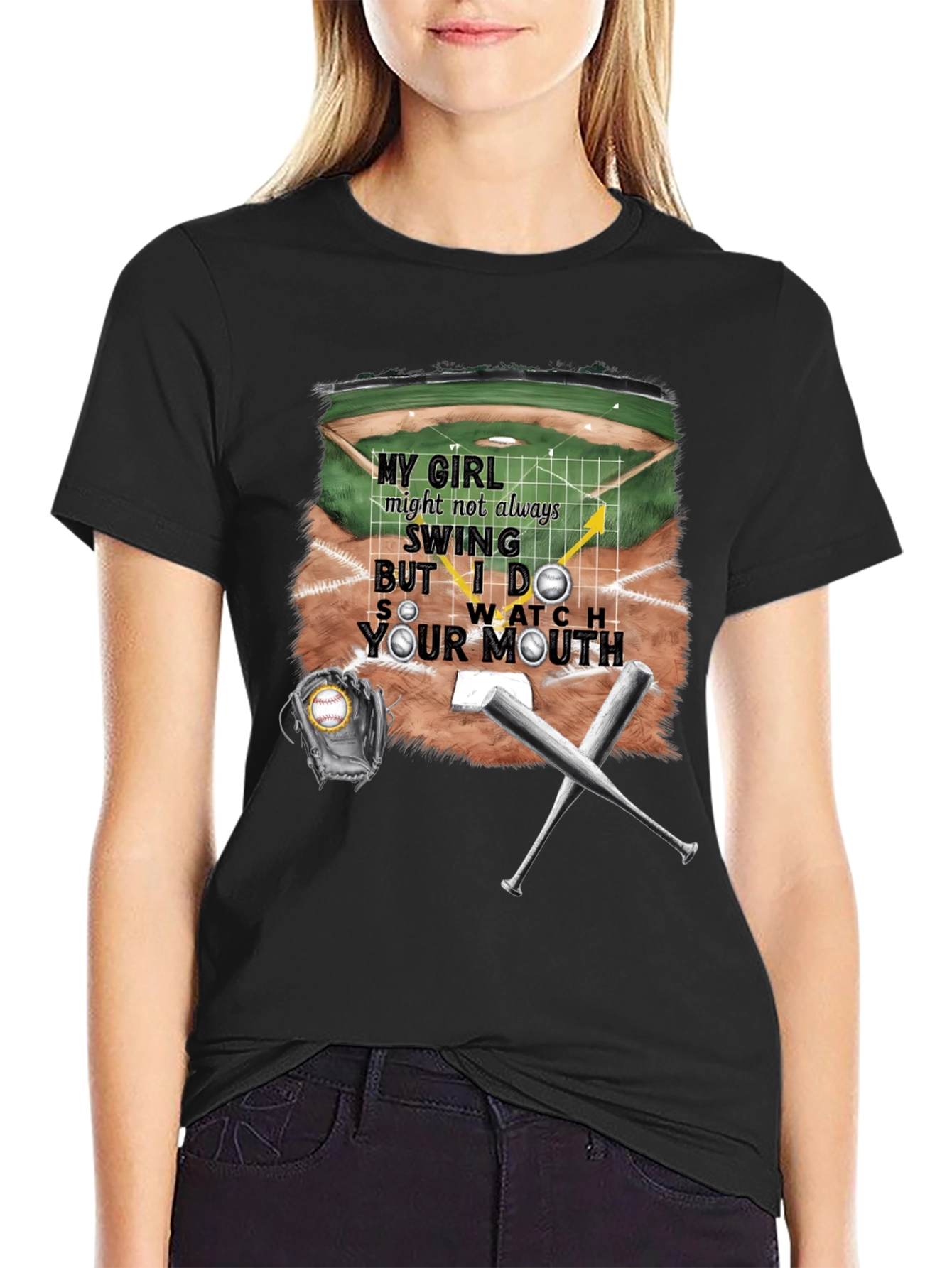 My Girl Baseball T-Shirt - Watch Your Mouth!