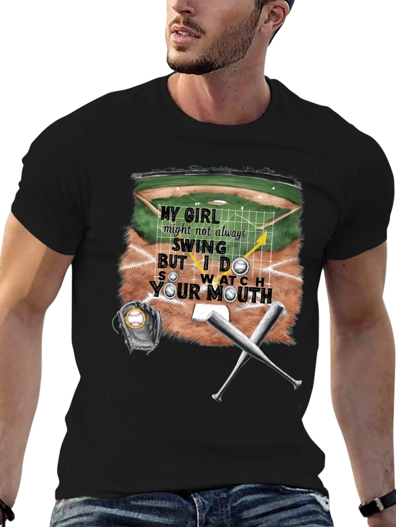 My Girl Baseball T-Shirt - Watch Your Mouth!