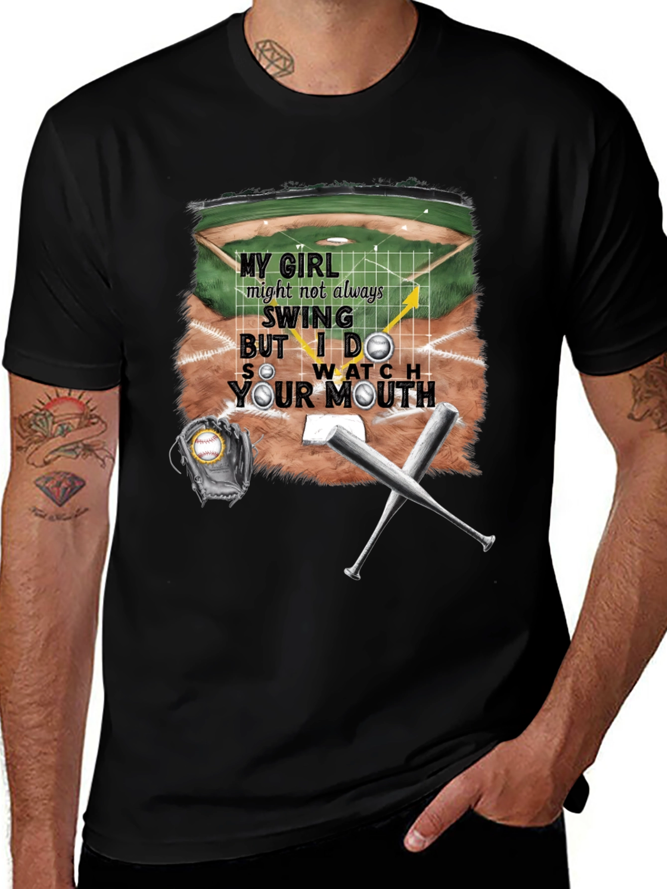 My Girl Baseball T-Shirt - Watch Your Mouth!