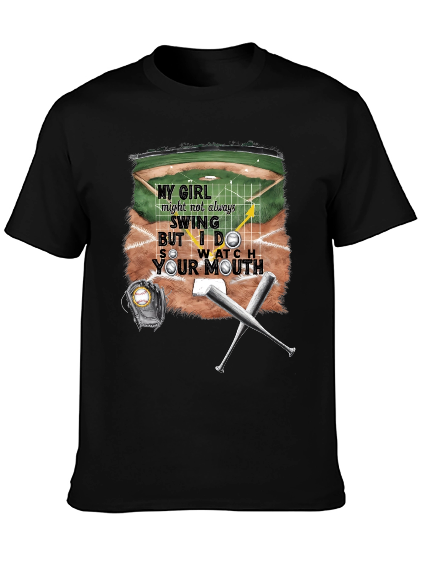 My Girl Baseball T-Shirt - Watch Your Mouth!