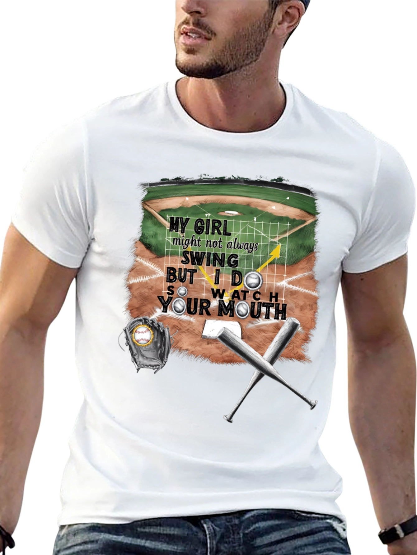 My Girl Baseball T-Shirt - Watch Your Mouth!