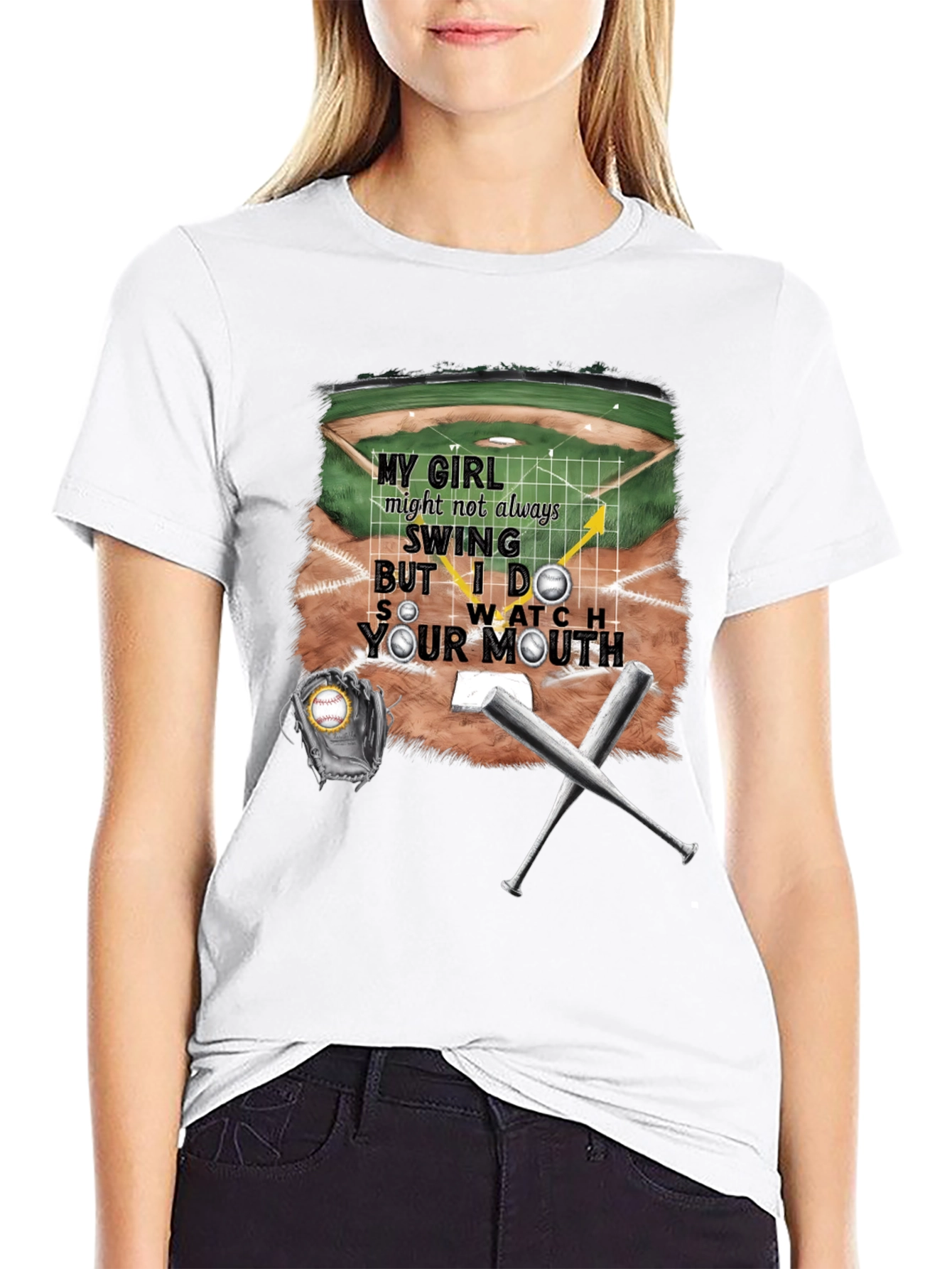 My Girl Baseball T-Shirt - Watch Your Mouth!
