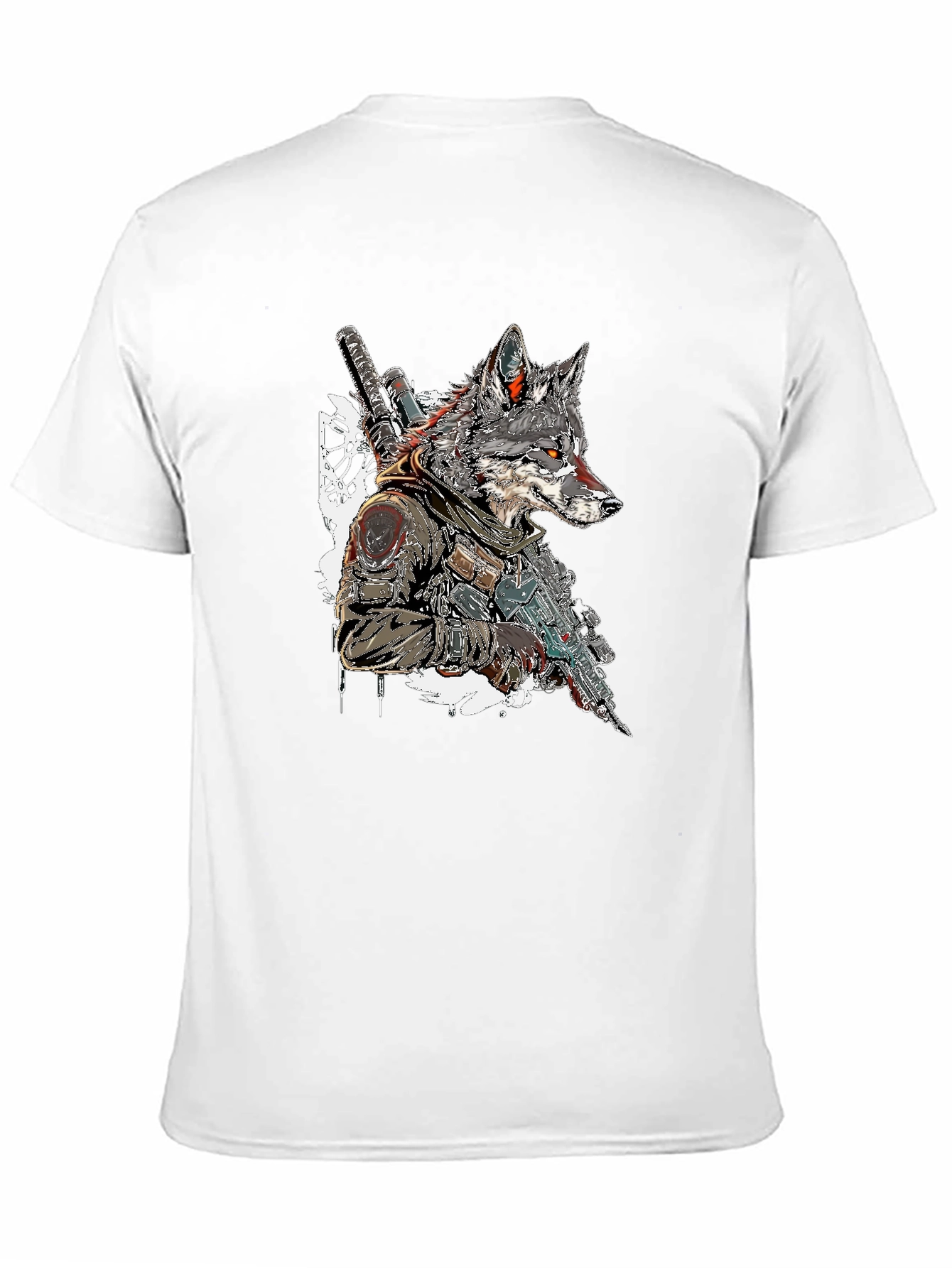 Wolf Warrior Graphic Tee - Black Cotton T-Shirt