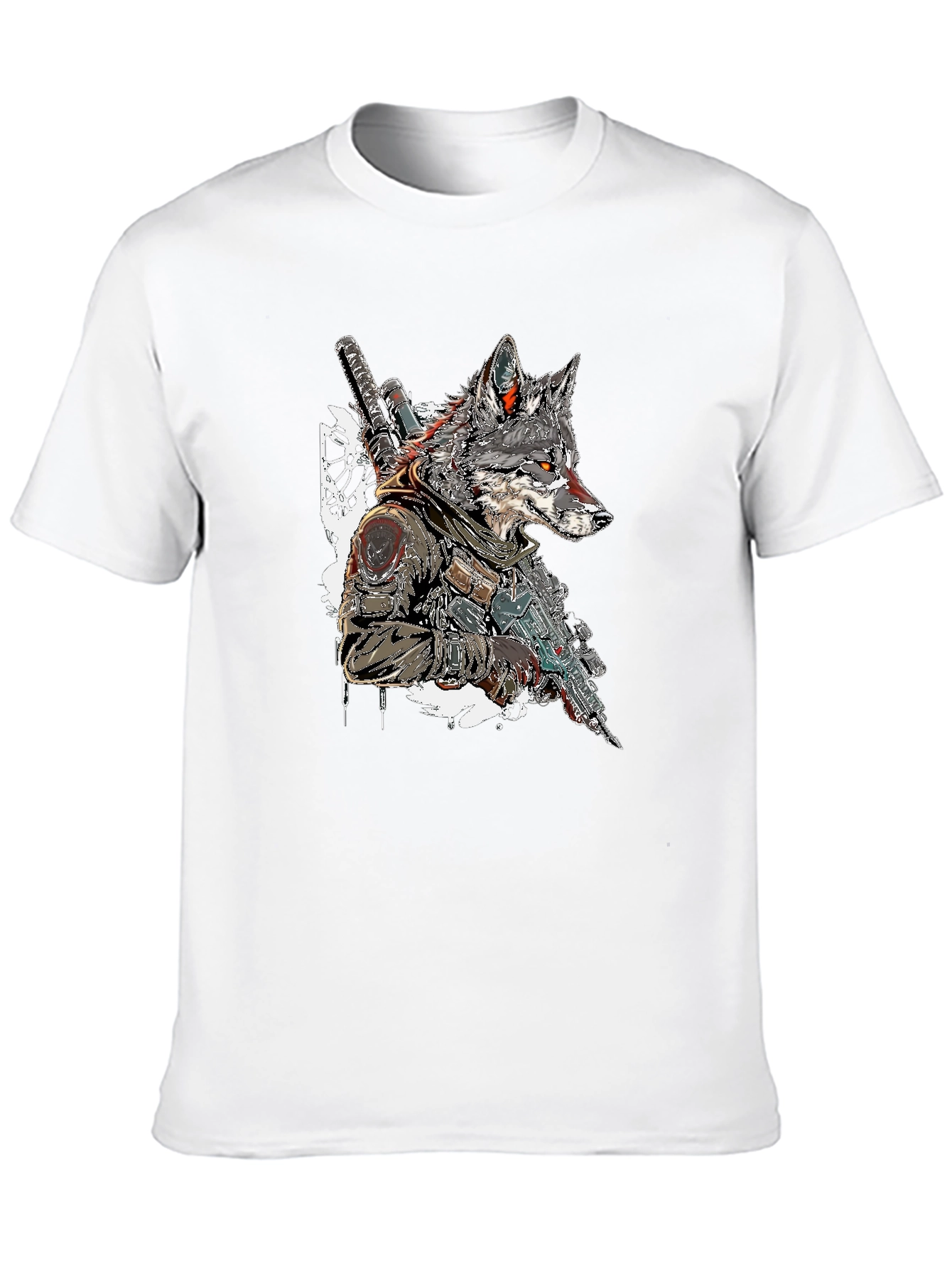 Wolf Warrior Graphic Tee - Black Cotton T-Shirt