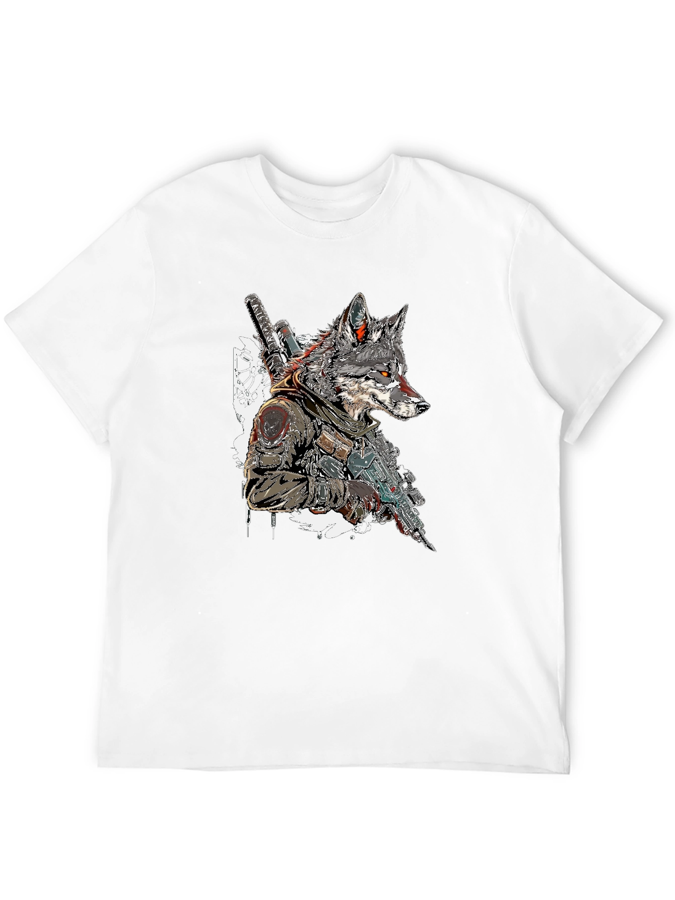 Wolf Warrior Graphic Tee - Black Cotton T-Shirt