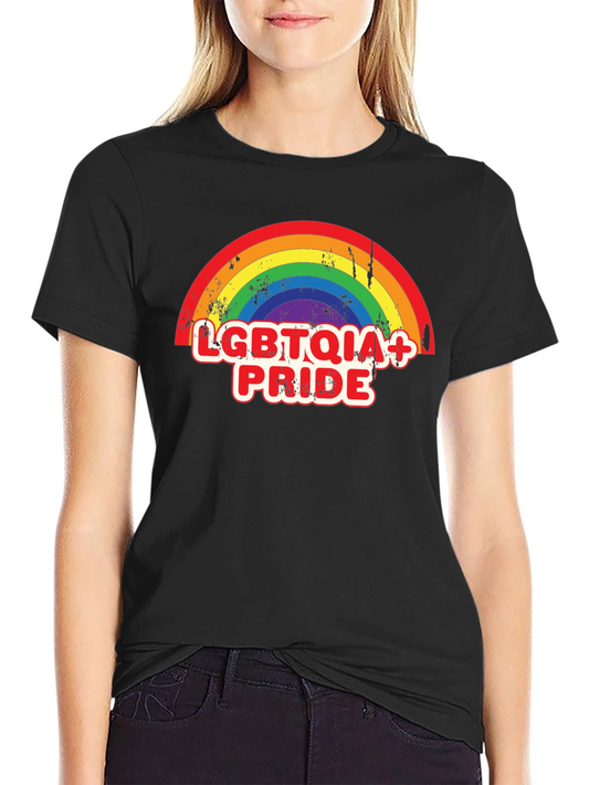 LGBTQIA+ Pride Rainbow Graphic Tee - Black Cotton T-Shirt