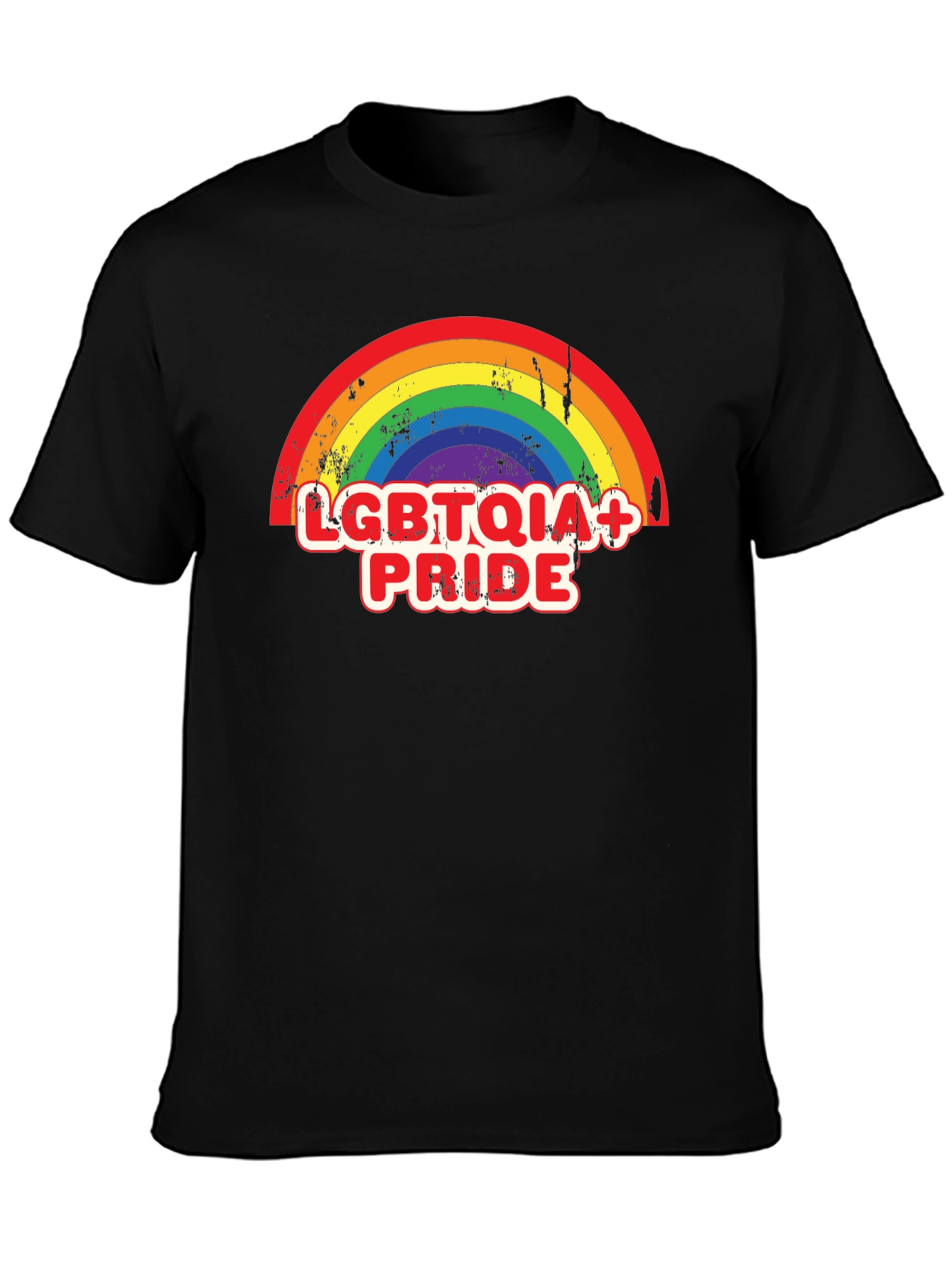 LGBTQIA+ Pride Rainbow Graphic Tee - Black Cotton T-Shirt