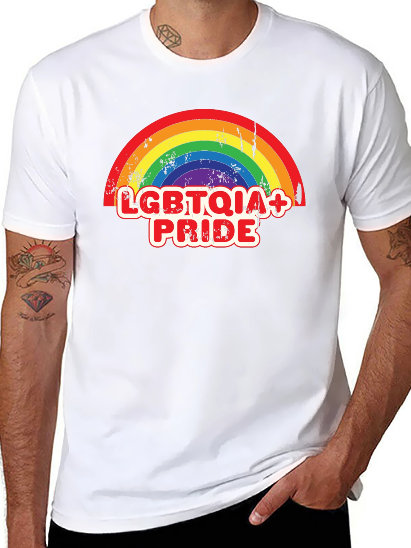 LGBTQIA+ Pride Rainbow Graphic Tee - Black Cotton T-Shirt