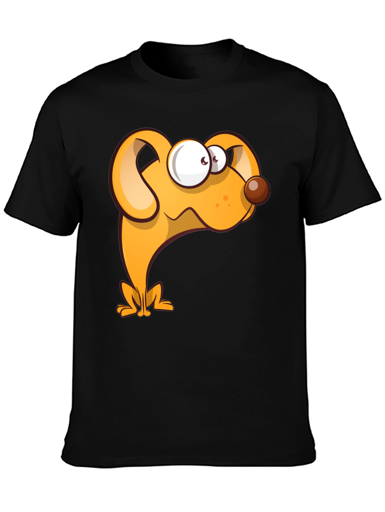Funny Dog Cartoon Black T-Shirt
