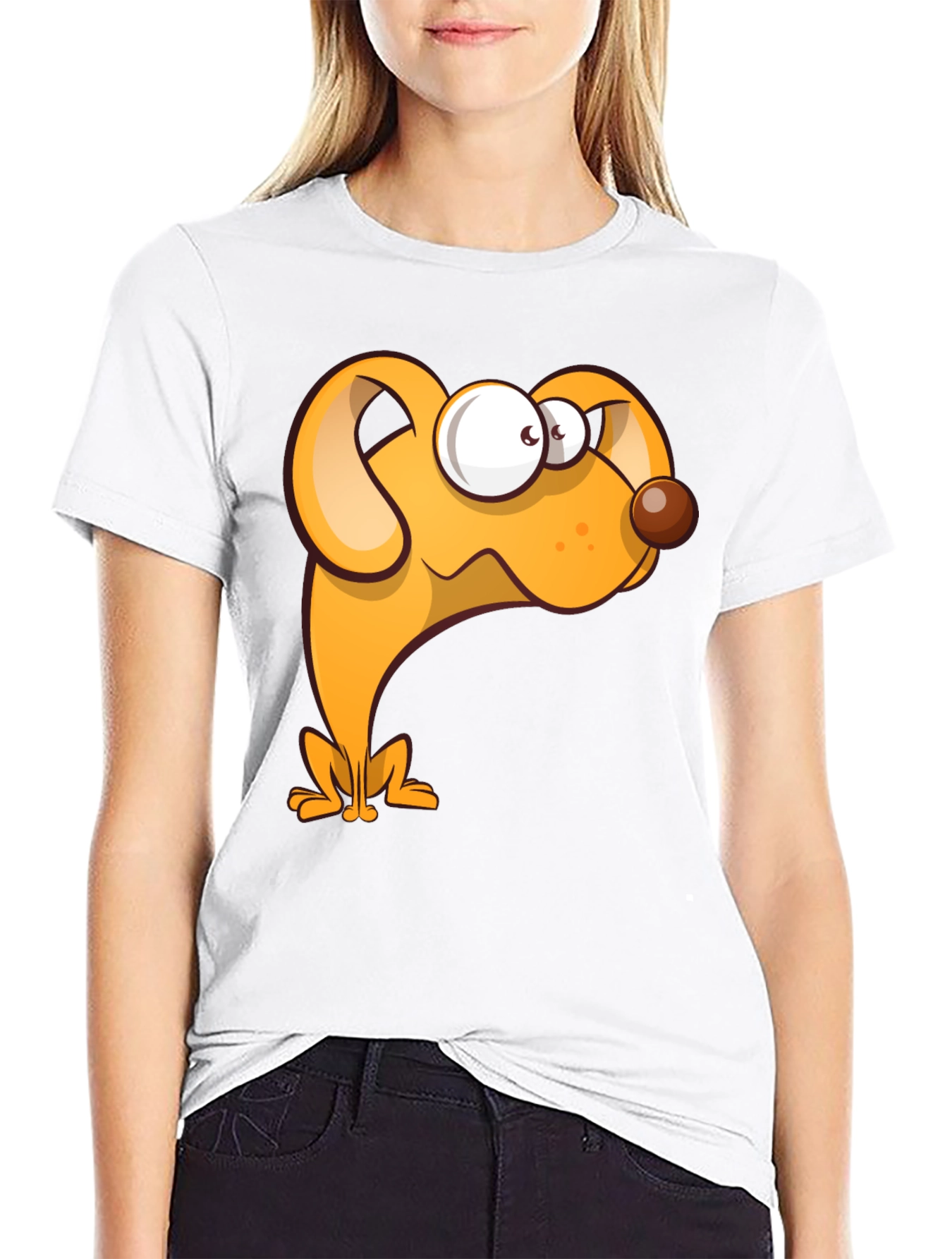 Funny Dog Cartoon Black T-Shirt