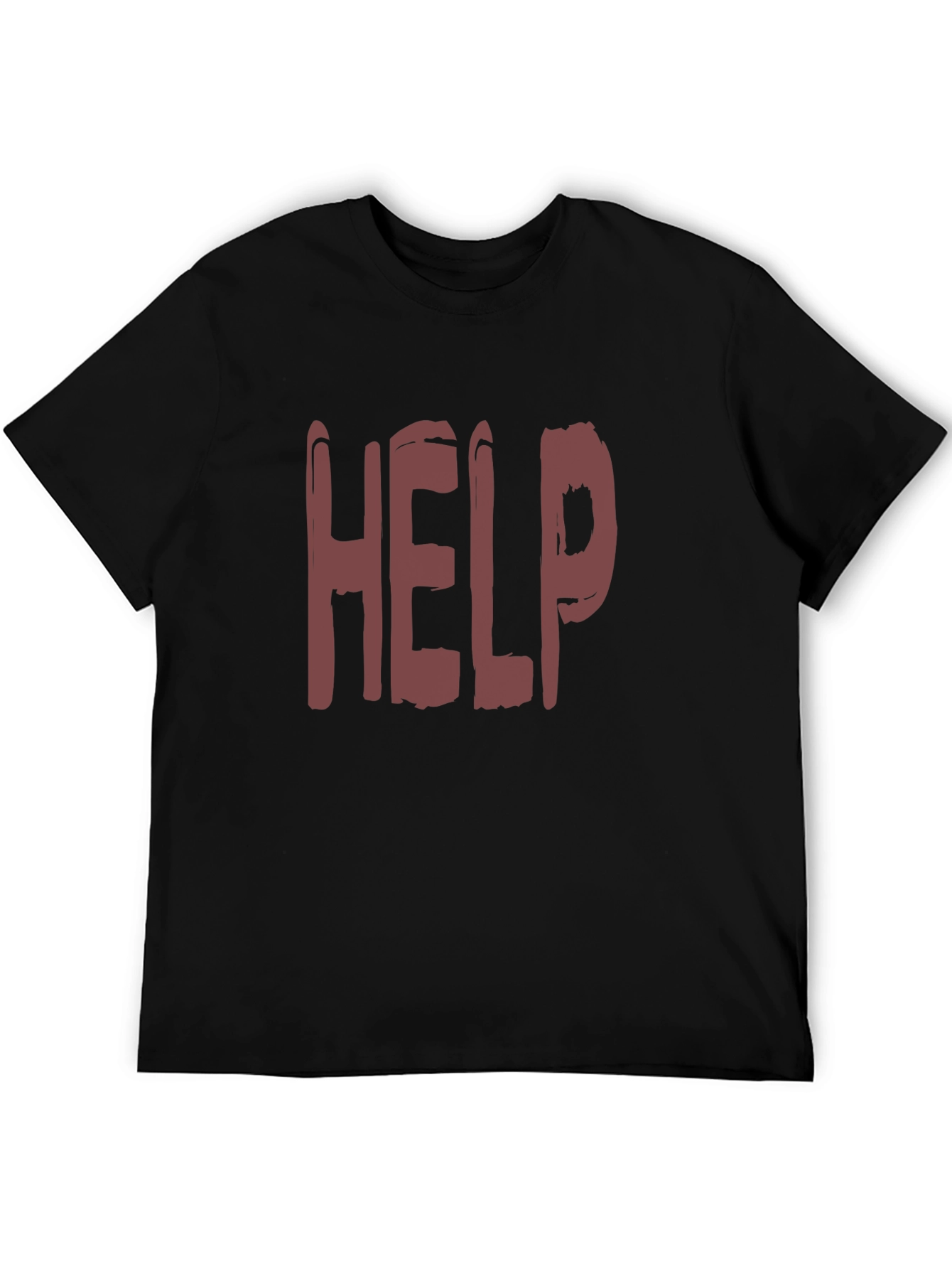 Distressed HELP Print Black T-Shirt