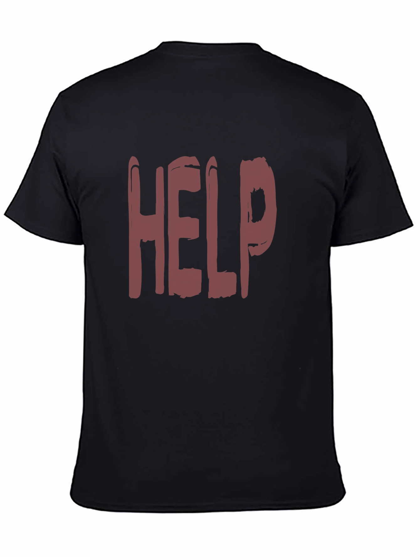 Distressed HELP Print Black T-Shirt