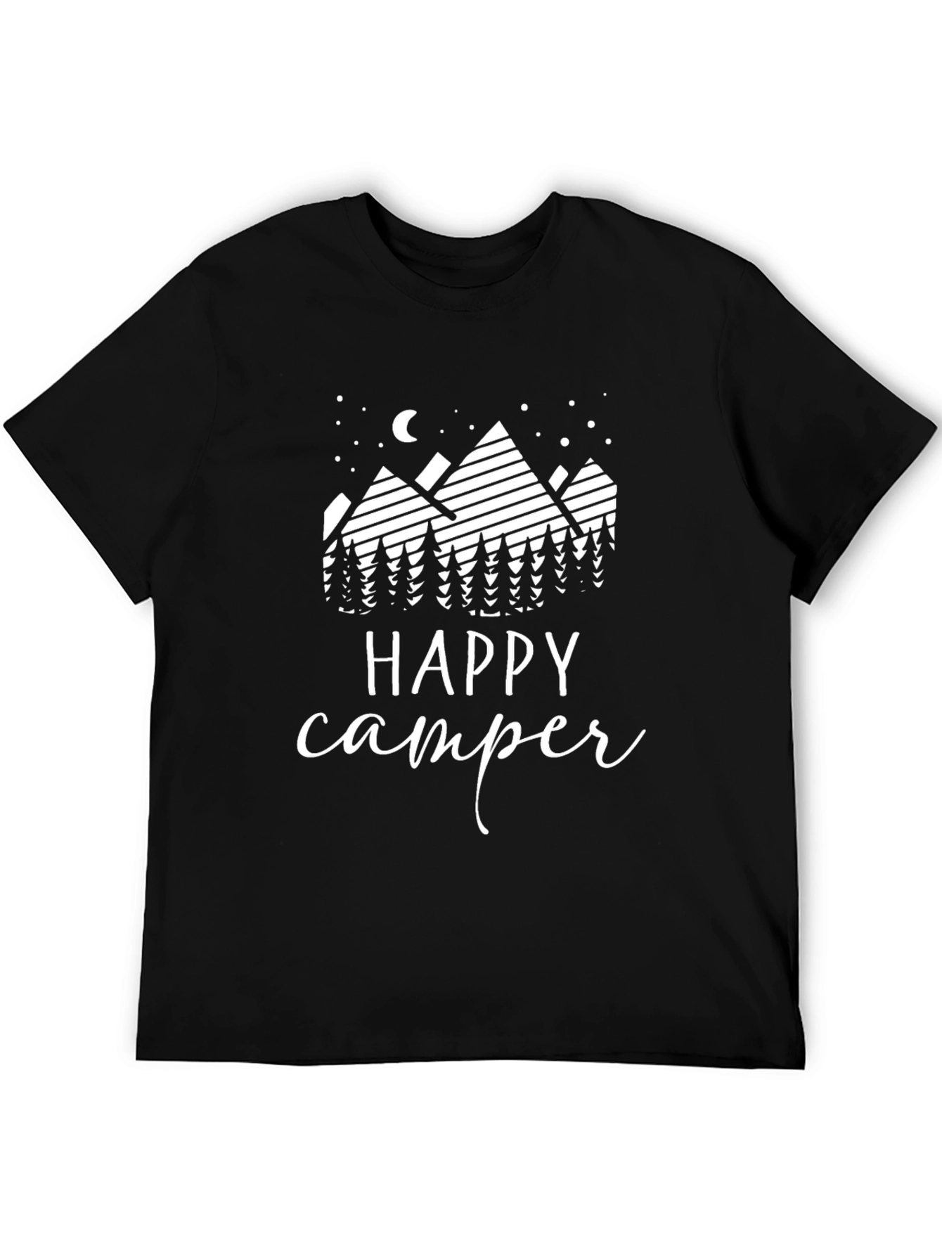 Happy Camper Graphic Tee - Black Cotton T-Shirt