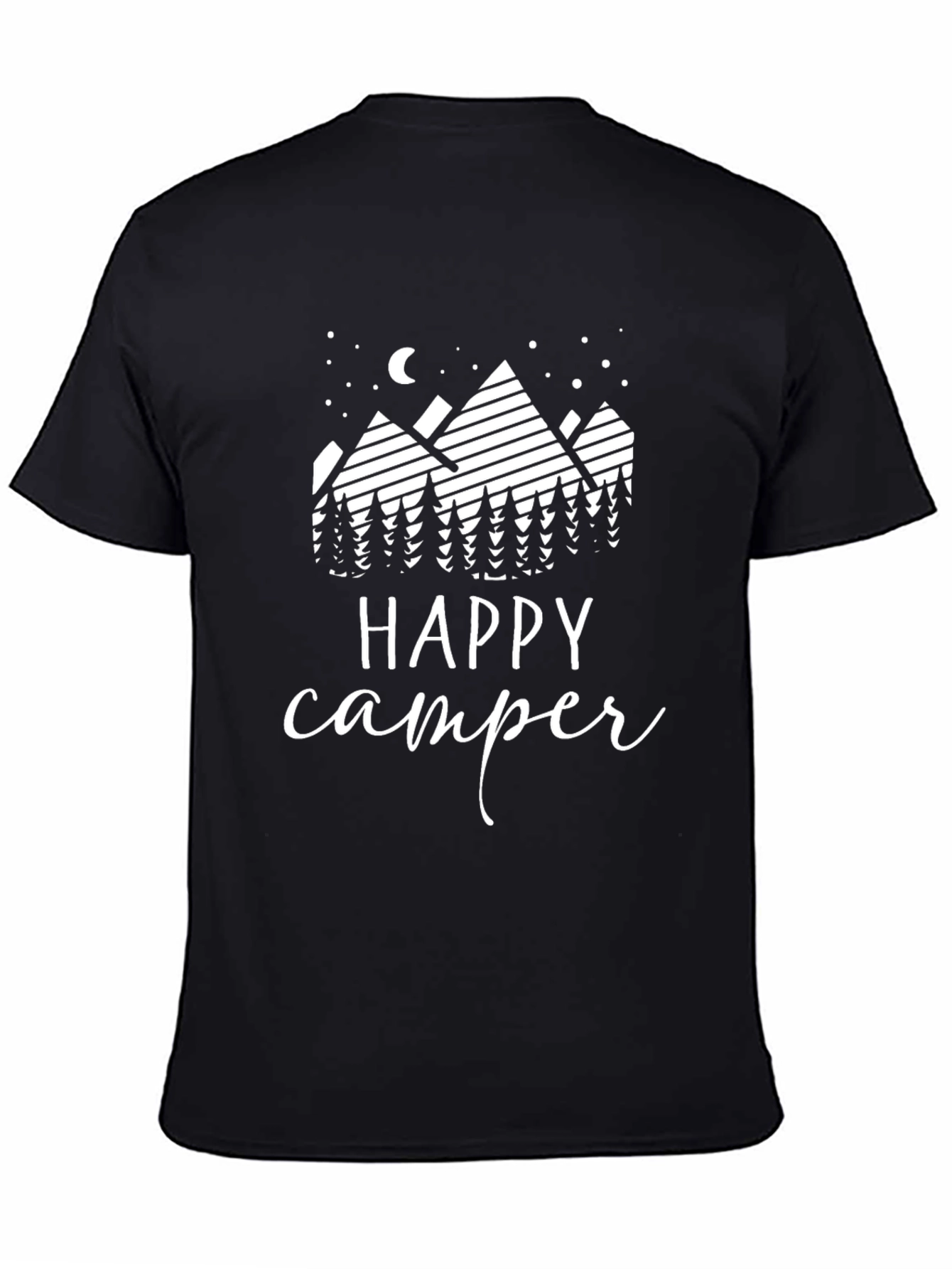 Happy Camper Graphic Tee - Black Cotton T-Shirt