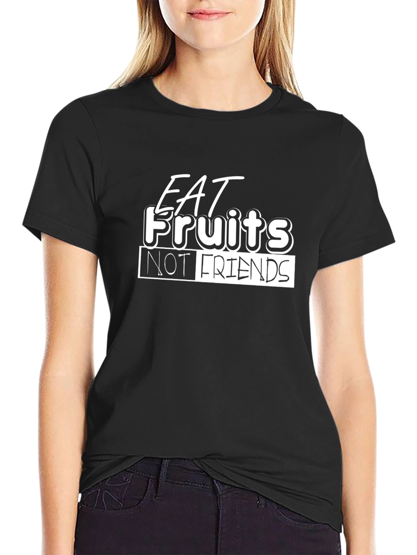 Eat Fruits Not Friends Black T-Shirt