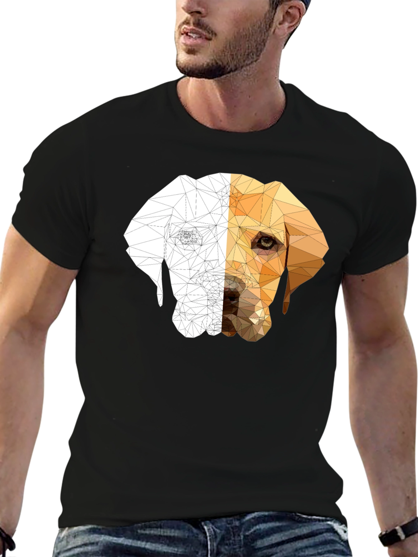 Geometric Dog Graphic Tee - Modern Style