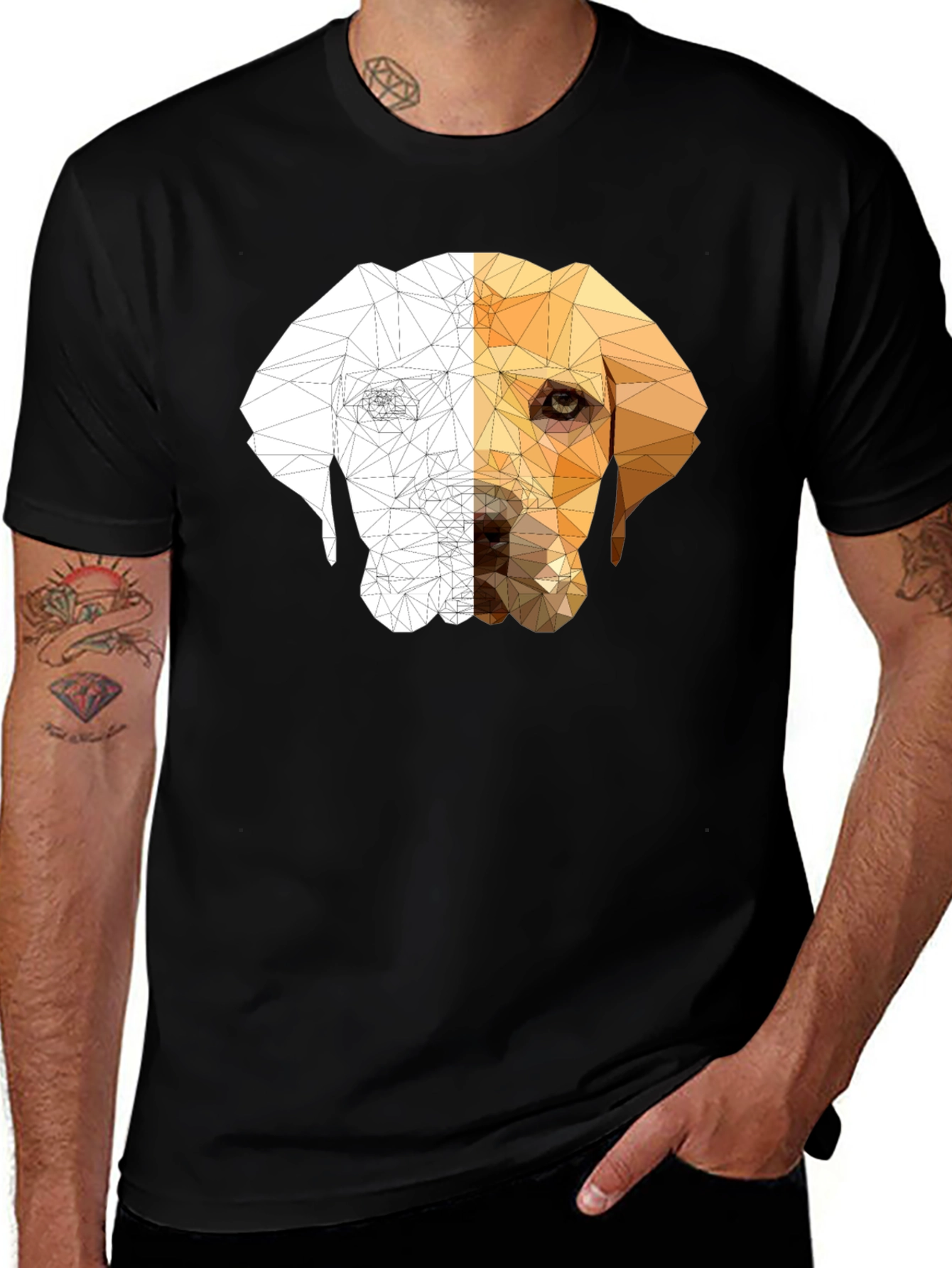 Geometric Dog Graphic Tee - Modern Style