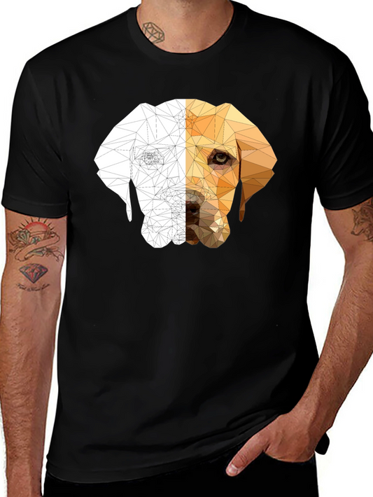 Geometric Dog Graphic Tee - Modern Style