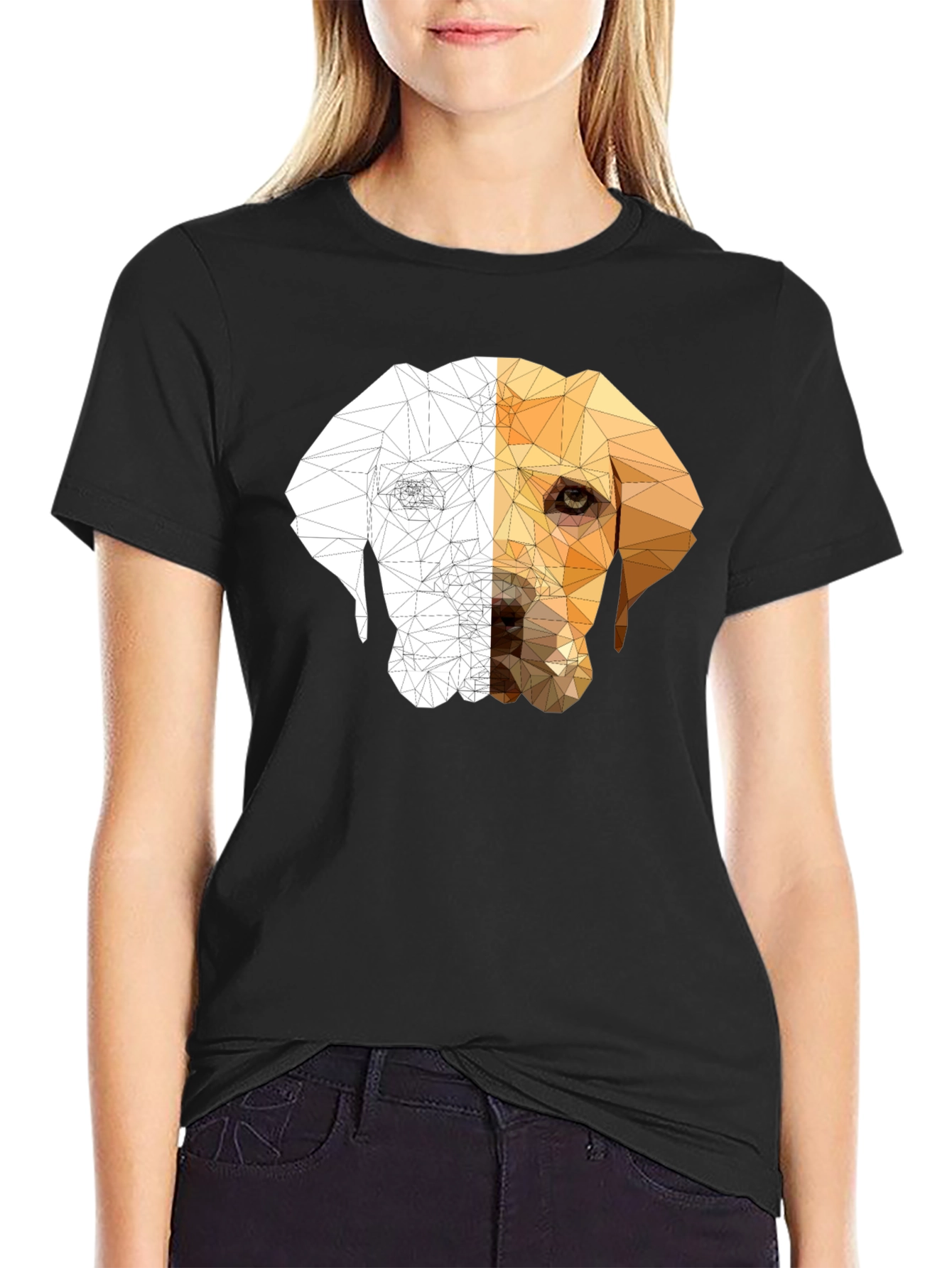 Geometric Dog Graphic Tee - Modern Style