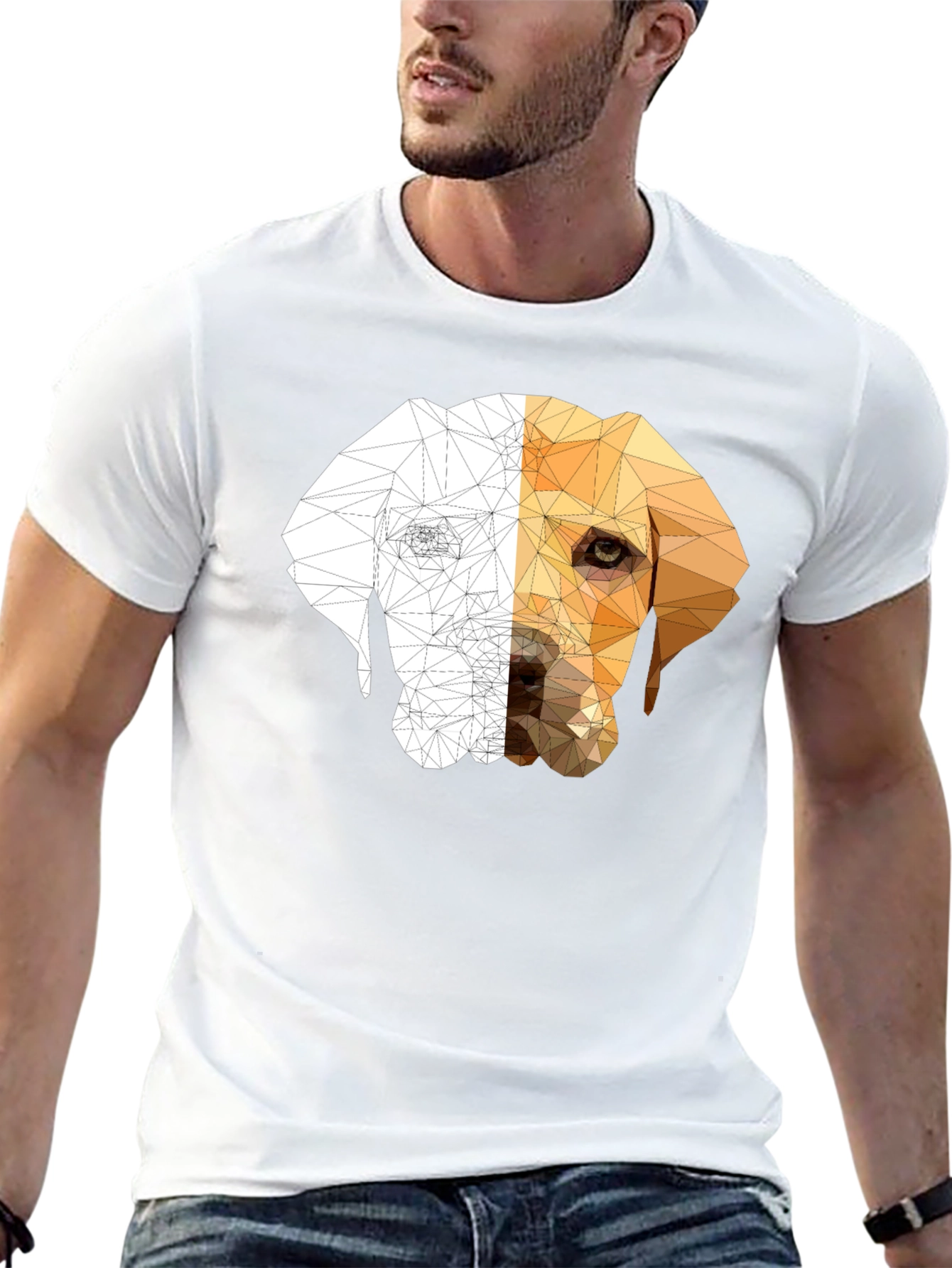 Geometric Dog Graphic Tee - Modern Style