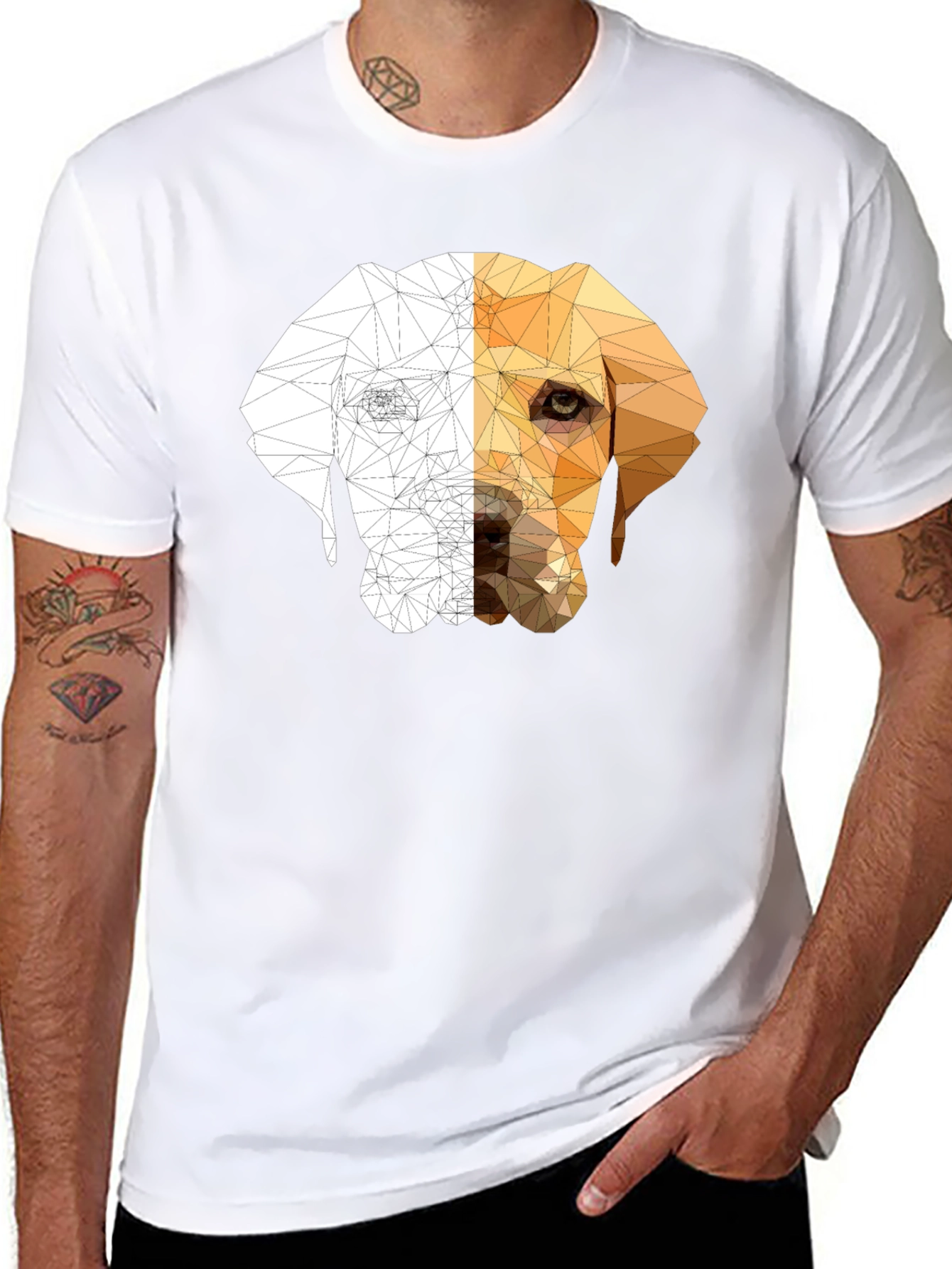 Geometric Dog Graphic Tee - Modern Style