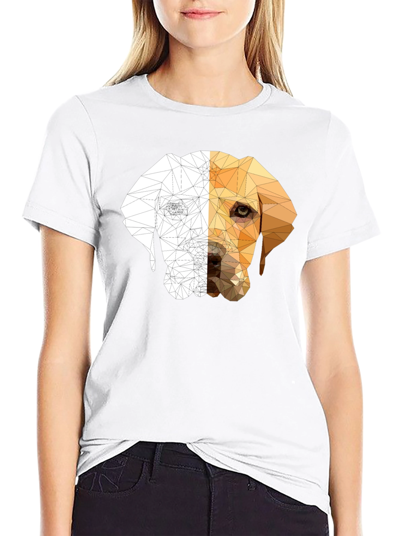 Geometric Dog Graphic Tee - Modern Style