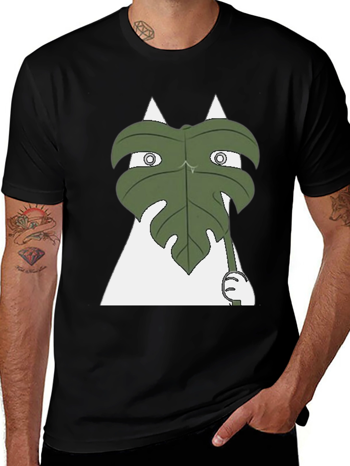 Funny Leaf Peeking T-Shirt