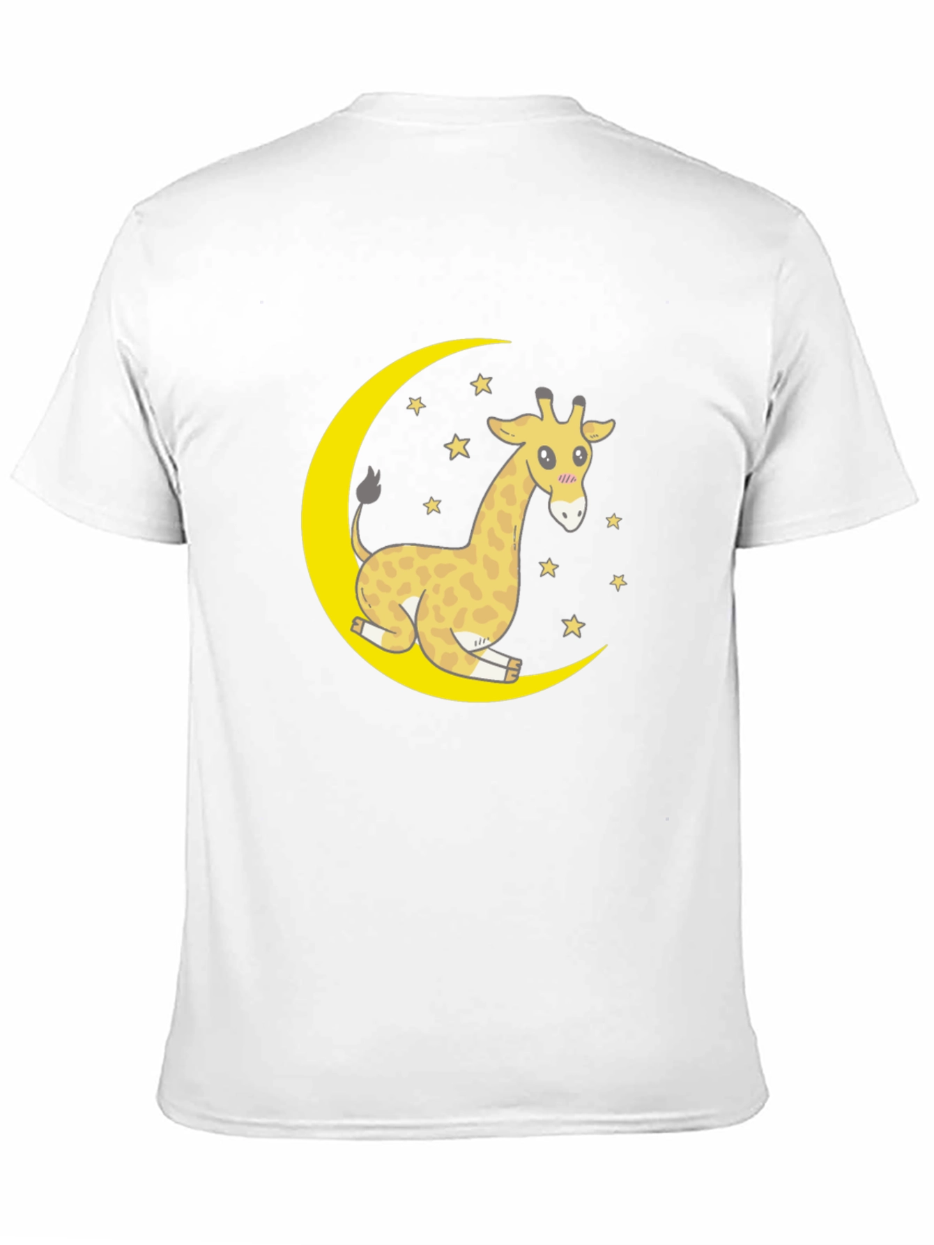 Cute Giraffe on Moon Graphic T-Shirt - Black