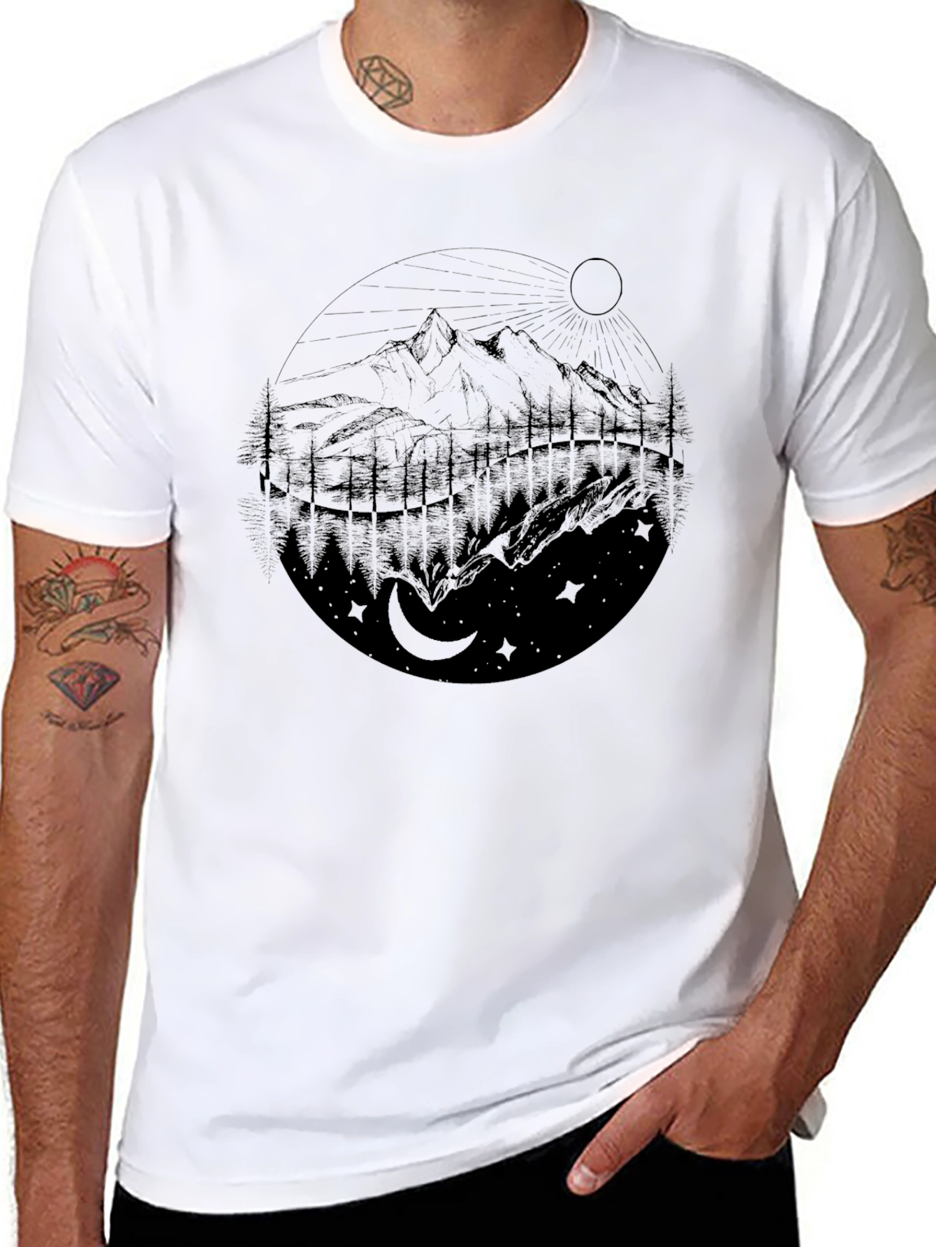Mountain Scene Graphic T-Shirt - Nature Inspired Design