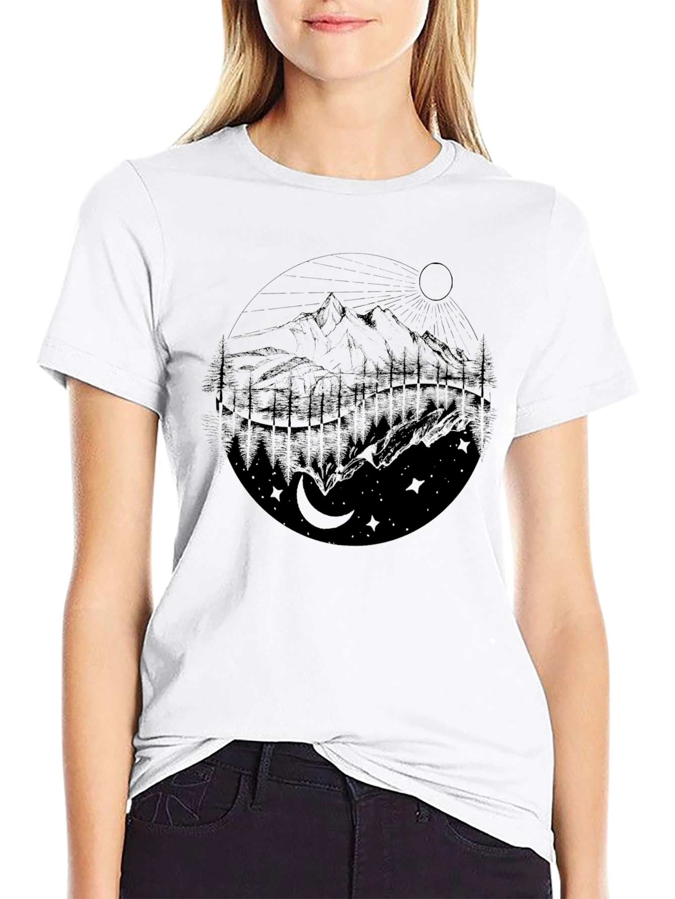 Mountain Scene Graphic T-Shirt - Nature Inspired Design