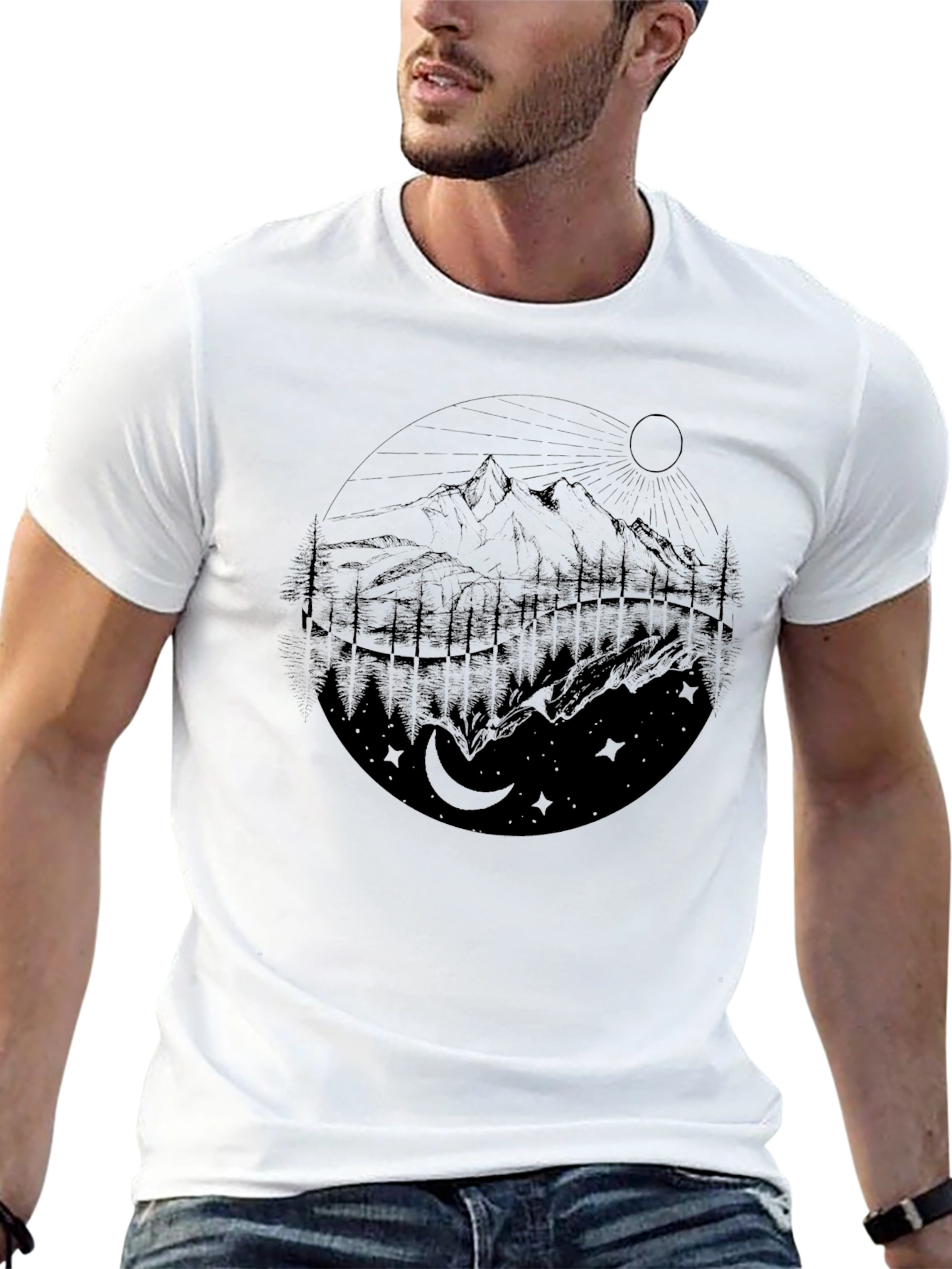 Mountain Scene Graphic T-Shirt - Nature Inspired Design
