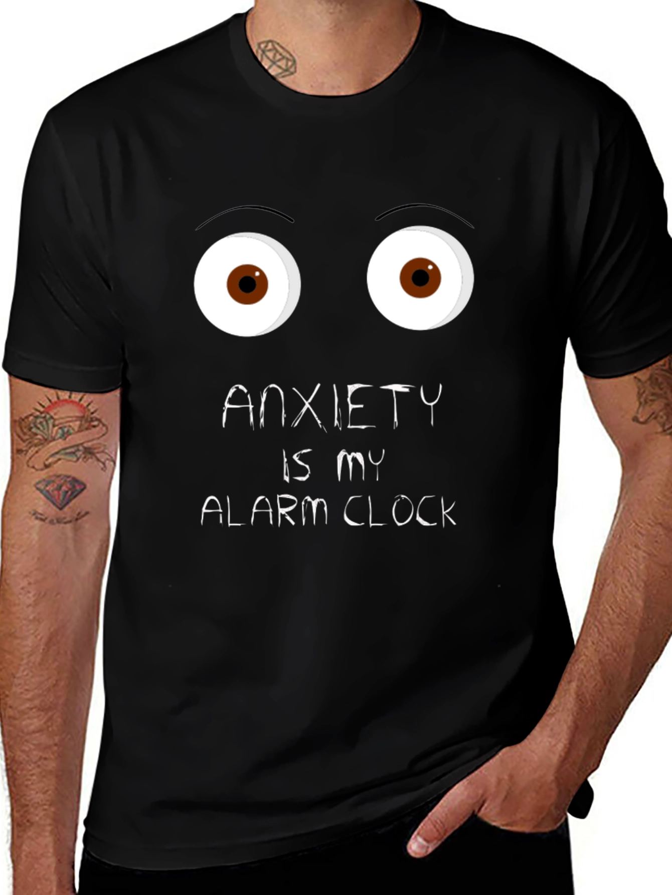 Anxiety Alarm Clock Black Graphic Tee