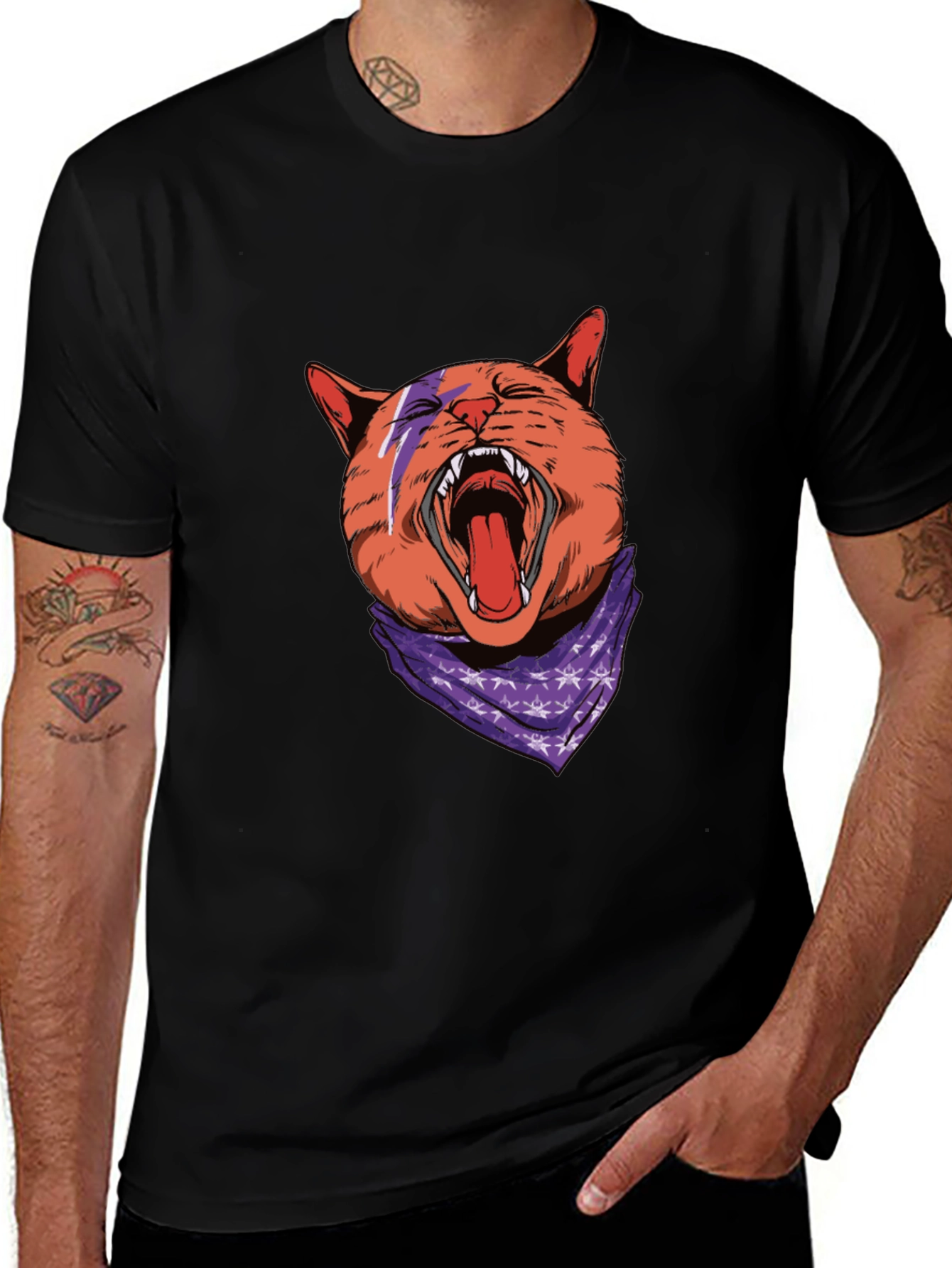 Cat Lightning Bolt Bandana T-Shirt
