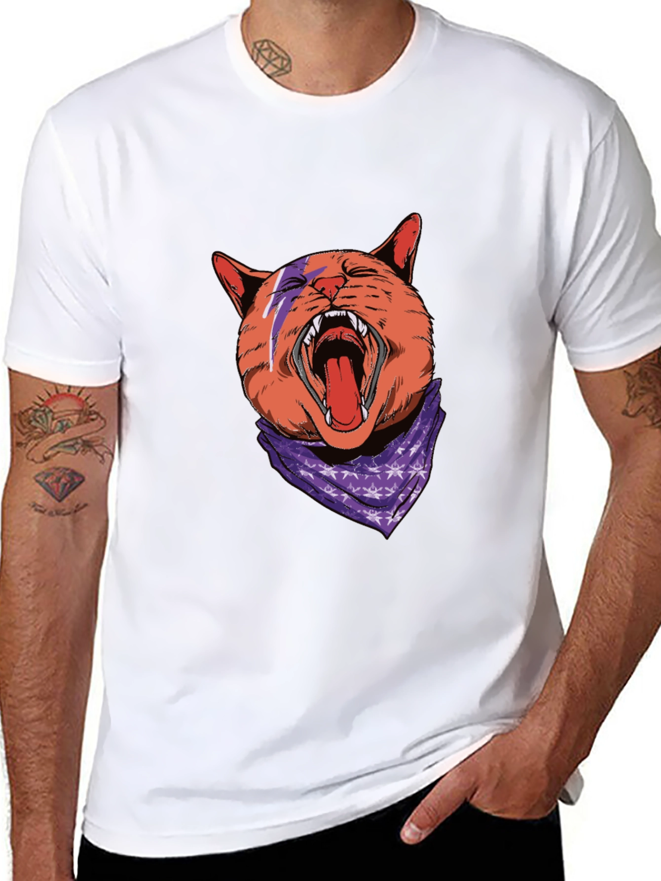 Cat Lightning Bolt Bandana T-Shirt