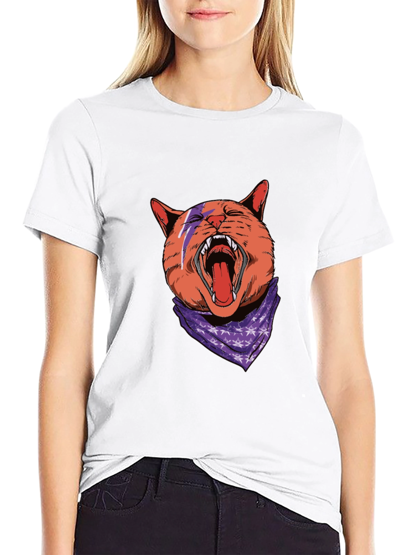 Cat Lightning Bolt Bandana T-Shirt