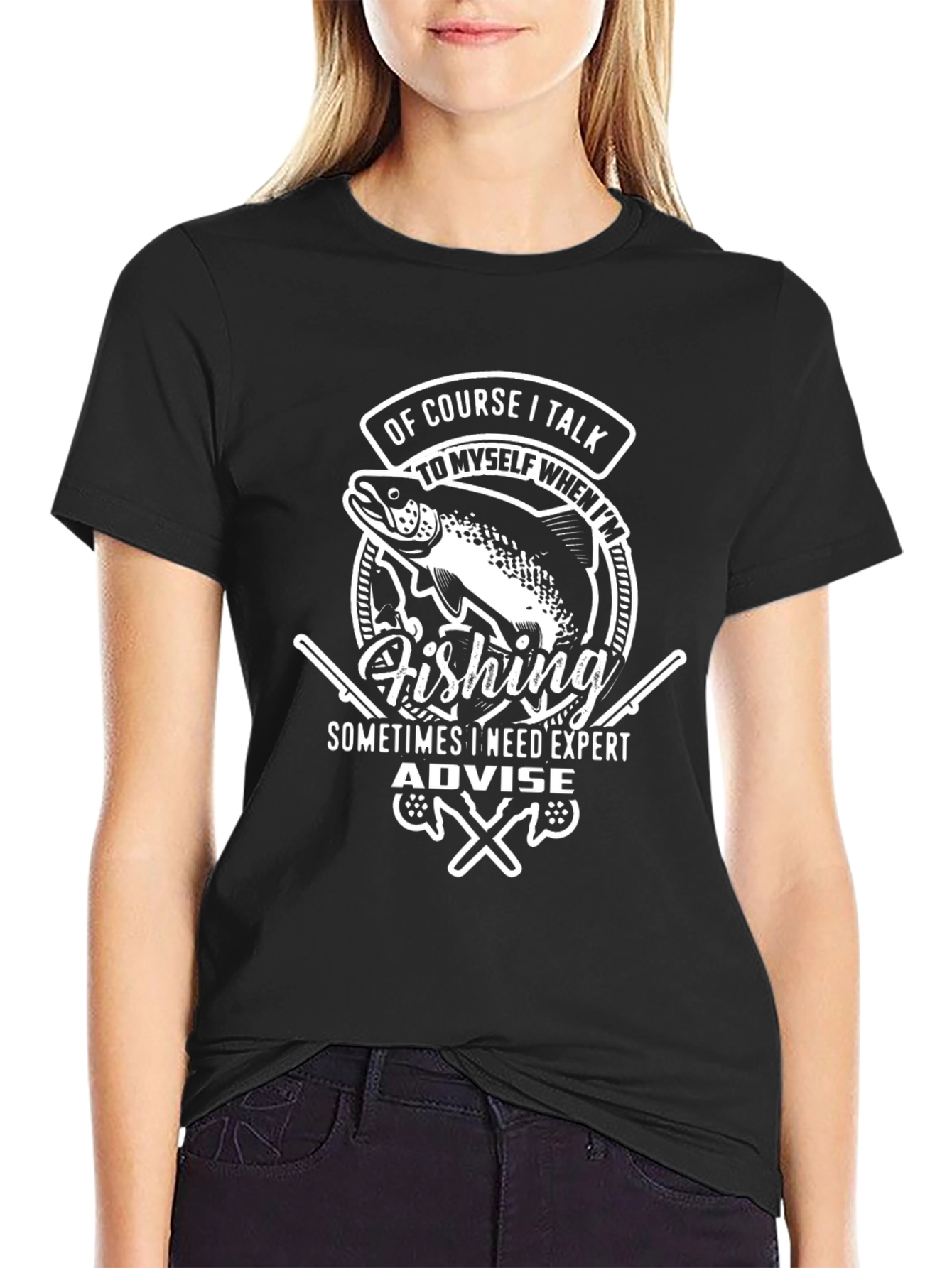 Fishing Expert Black Graphic T-Shirt