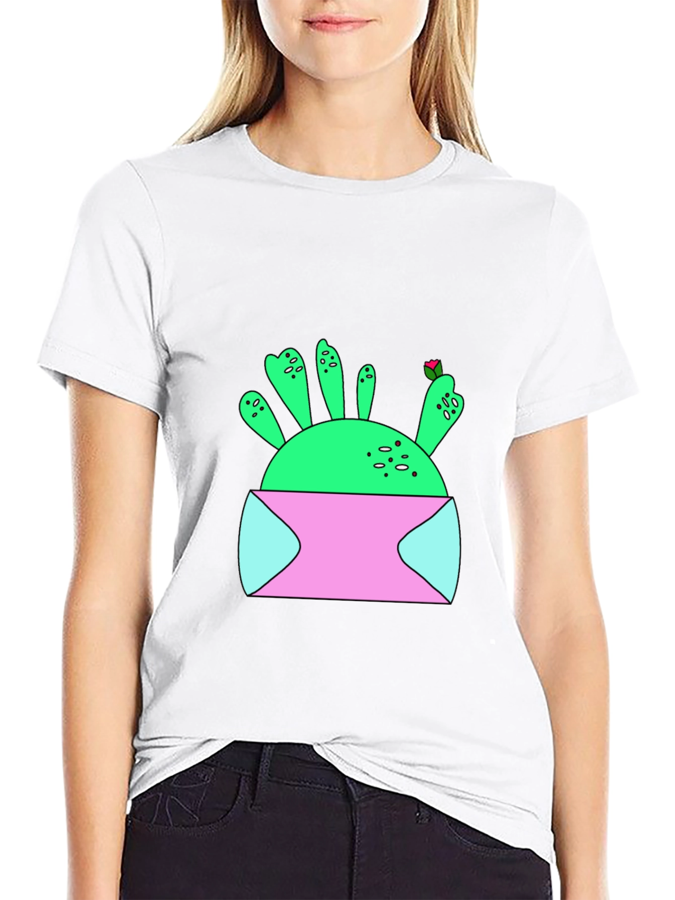 Cactus in Pot Graphic T-Shirt - Unique Design