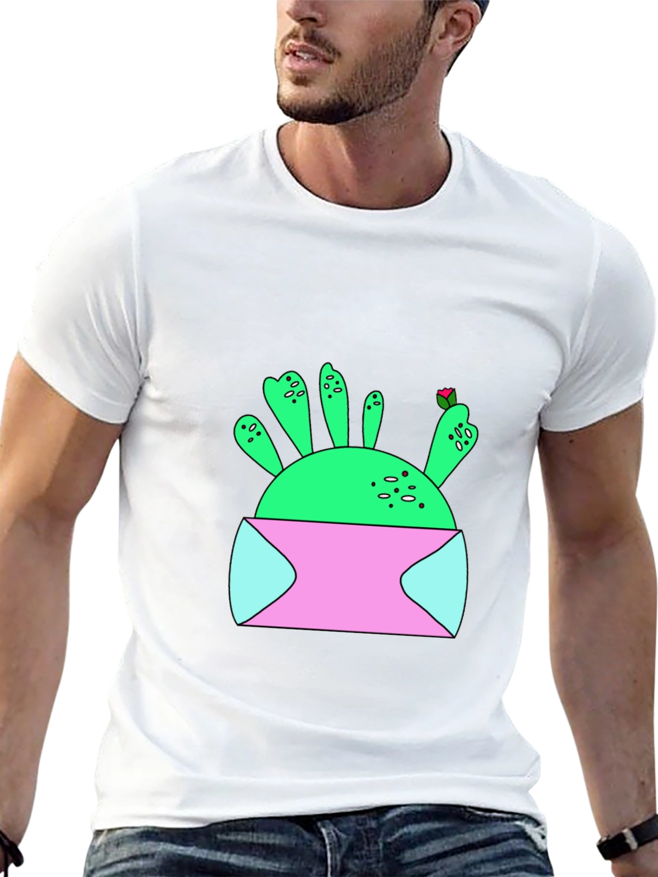 Cactus in Pot Graphic T-Shirt - Unique Design
