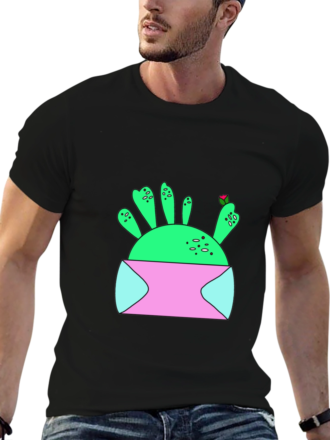 Cactus in Pot Graphic T-Shirt - Unique Design