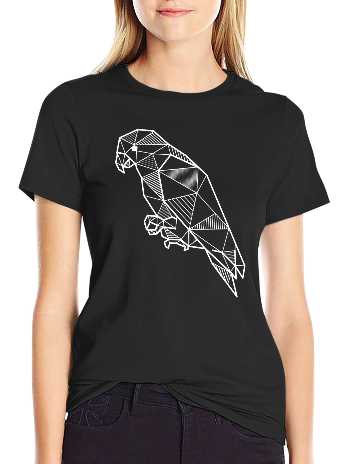 Geometric Parrot T-Shirt - Modern Line Art Design
