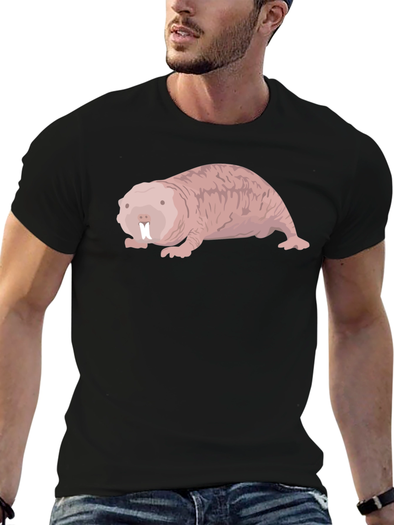 Naked Mole Rat Black T-Shirt - Unusual Rodent Tee